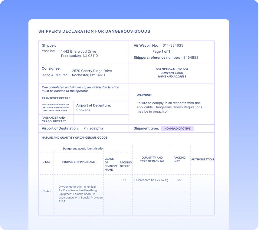 Dangerous Goods Declarations