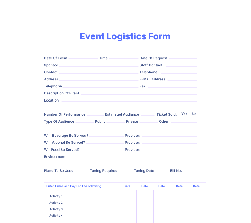 Event Logistics Forms