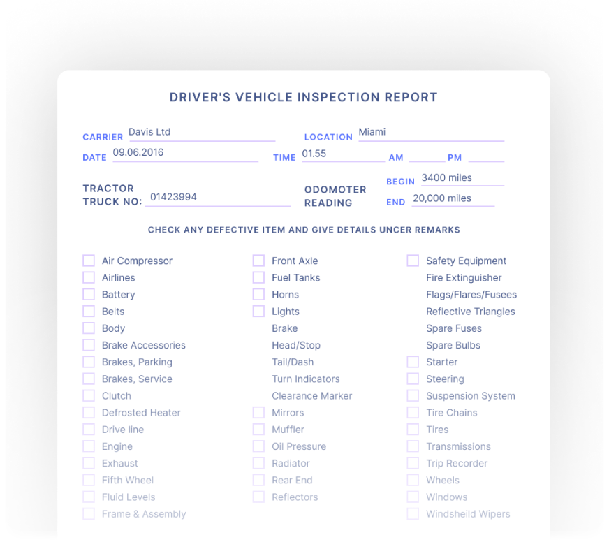 Driver's Vehicle Inspection Reports