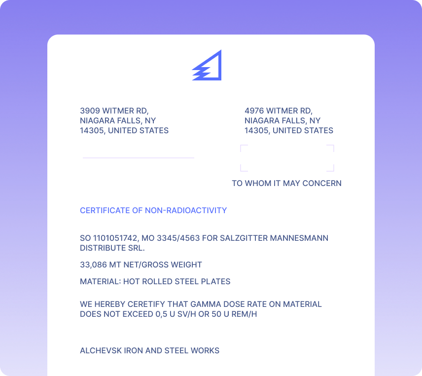 Non-radioactivity Certificates