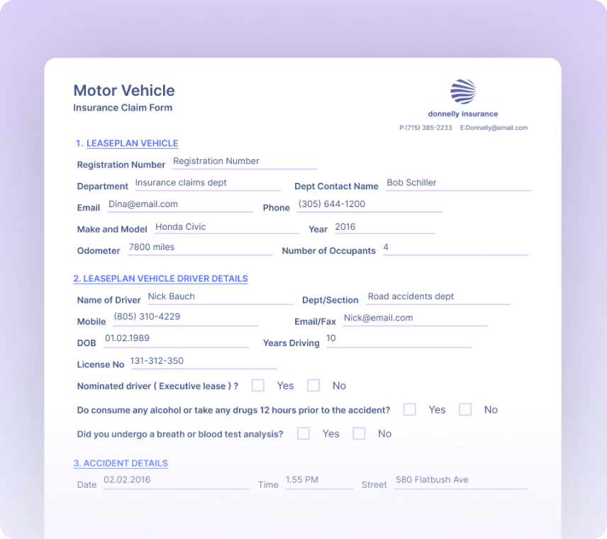 Motor Insurance Claim Forms