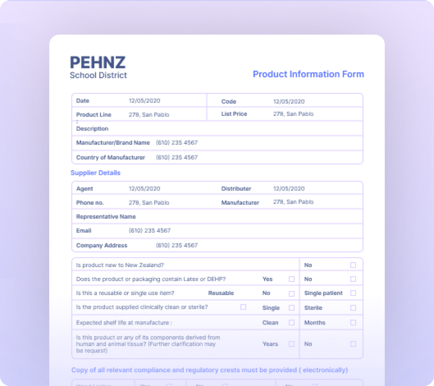 Product Information Forms