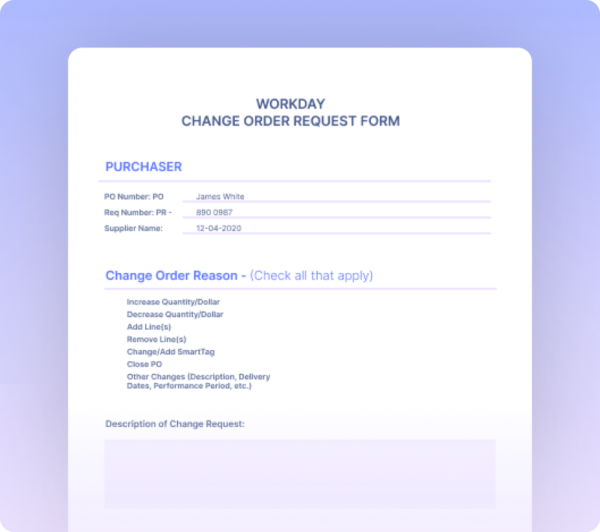 Purchase Order Change Request Forms