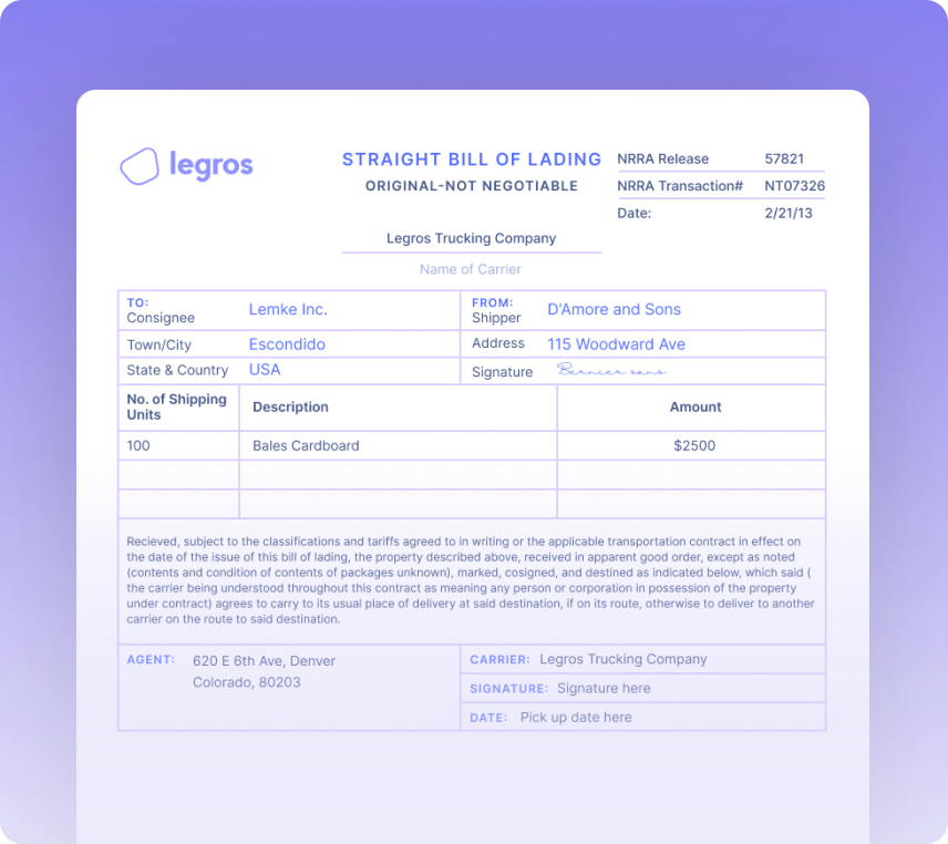 Straight Bills of Lading