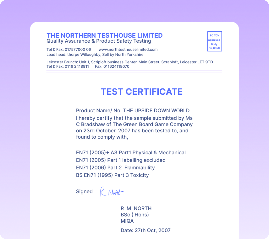 Test Certificates