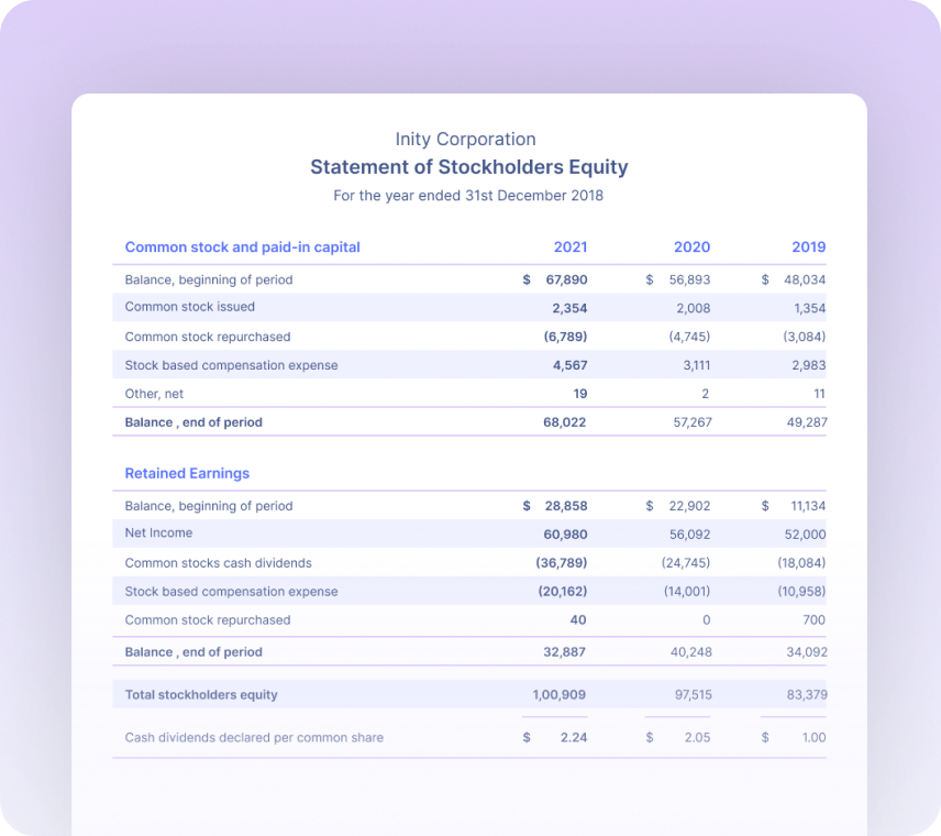 Statements of Stakeholders Equity