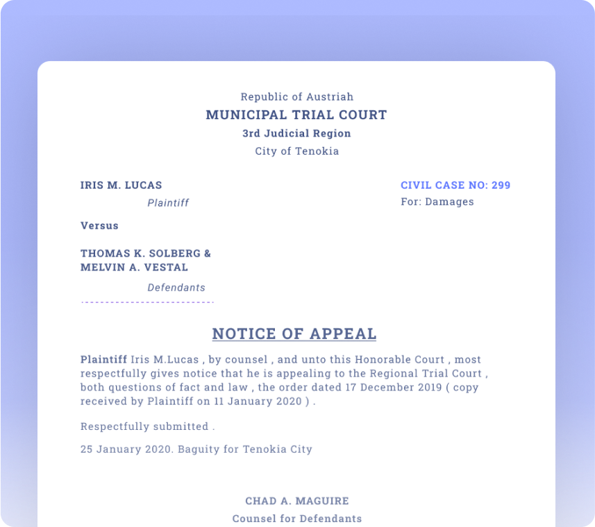 Notices of Appeal