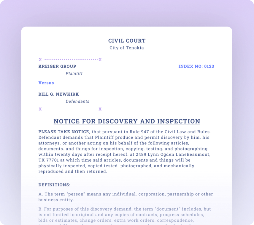 Notices for Discovery