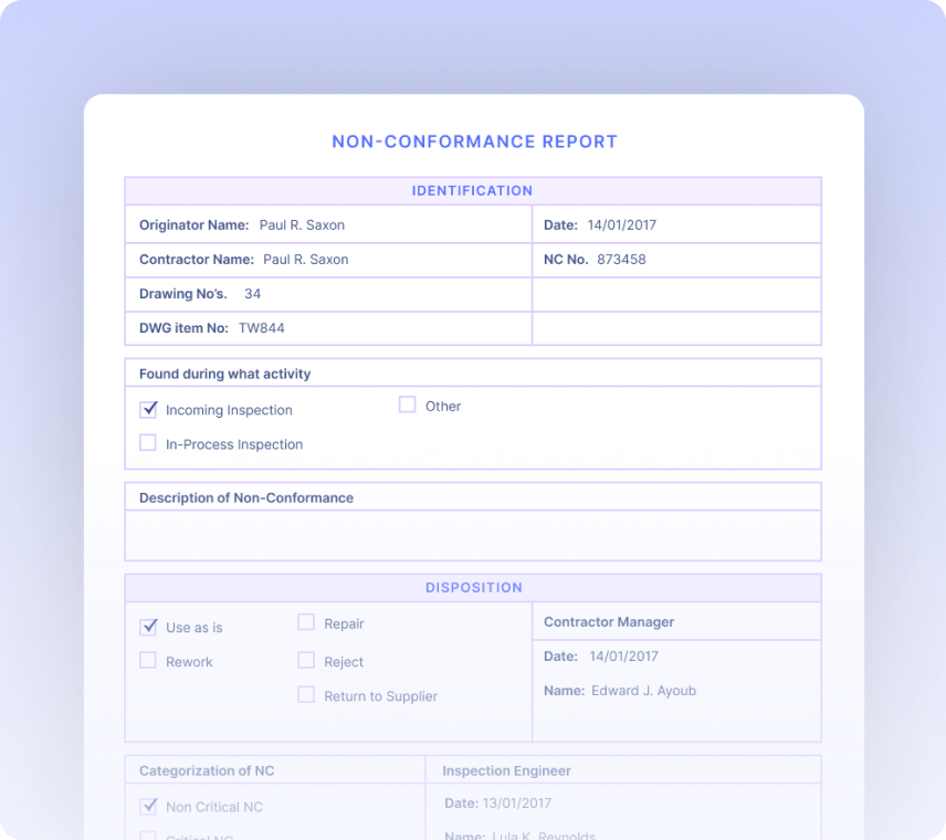 Non-Conformance Reports