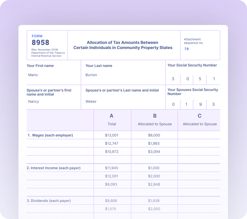 Allocations of Tax Amounts Between Certain Individuals In Community Property State