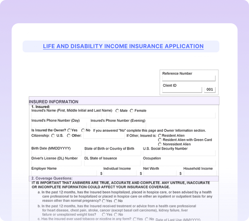 Life and Disability Income Insurance Applications