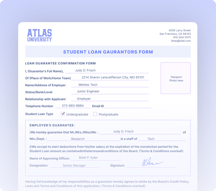 Student Loan Guarantors Forms