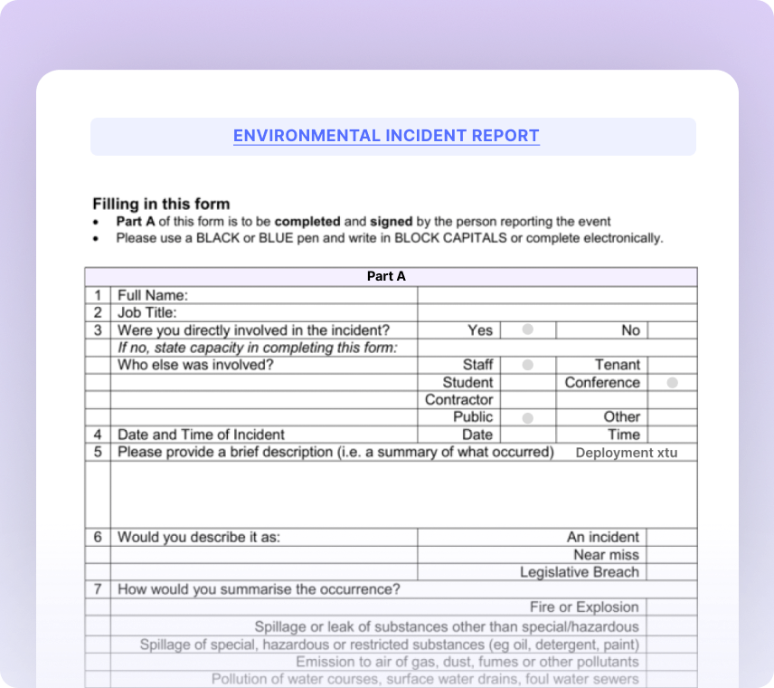 Environmental Incident Reports