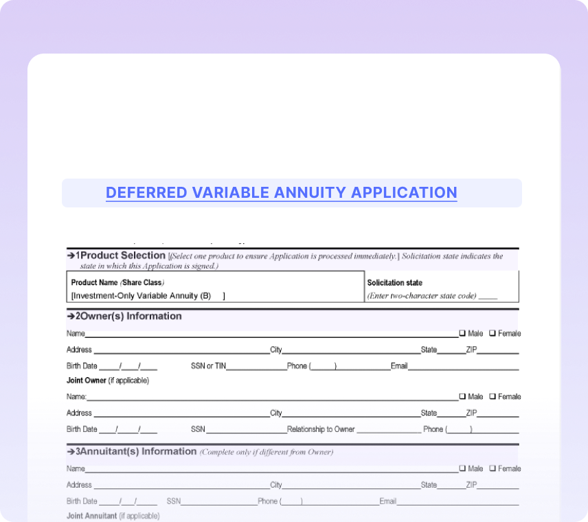 Deferred Variable Annuity Applications