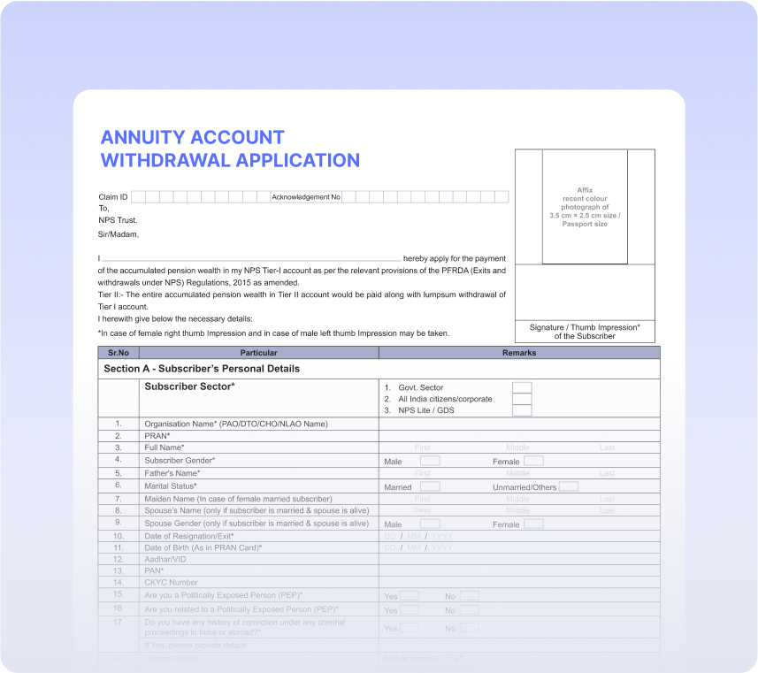 Annuity Account Withdrawal Applications