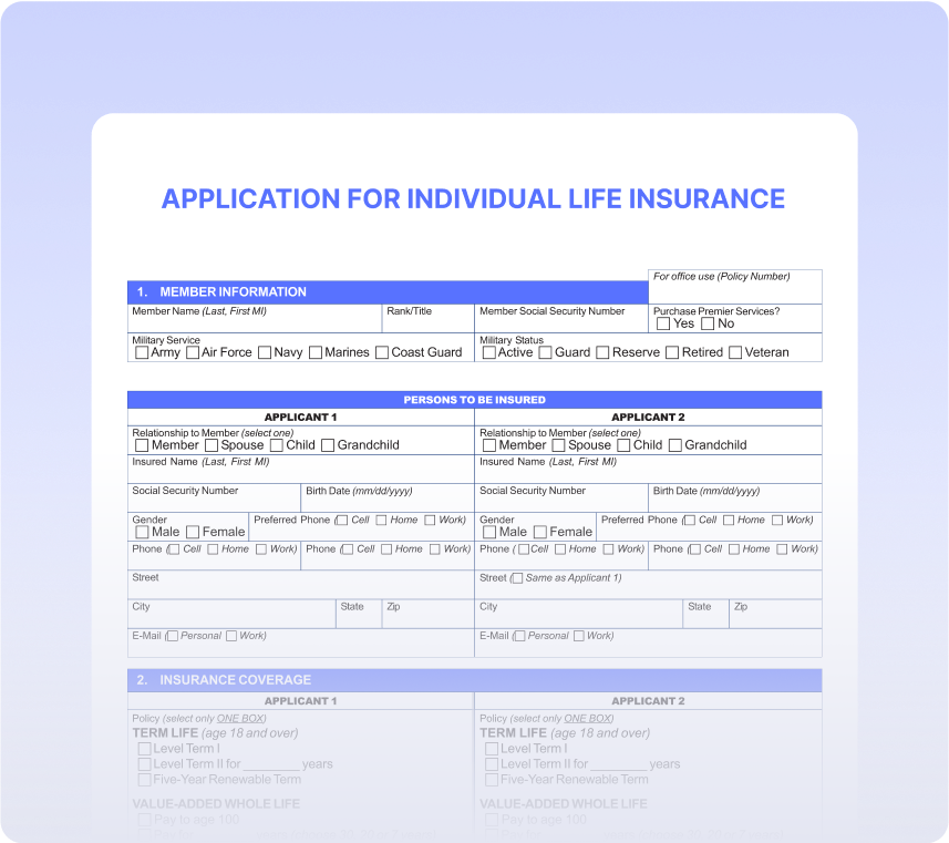 Applications for Individual Life Insurance