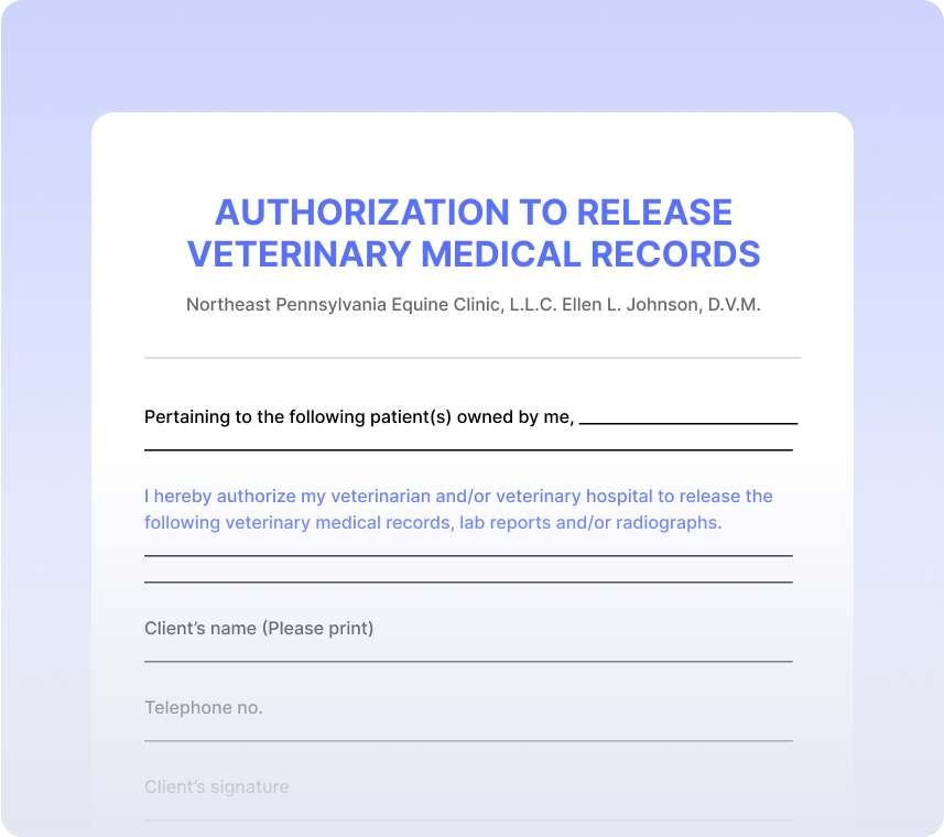 Authorizations To Release Veterinary Medical Records