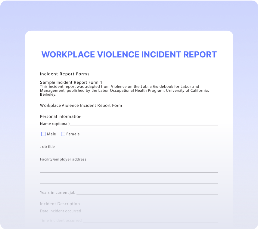 Workplace Violence Incident Reports