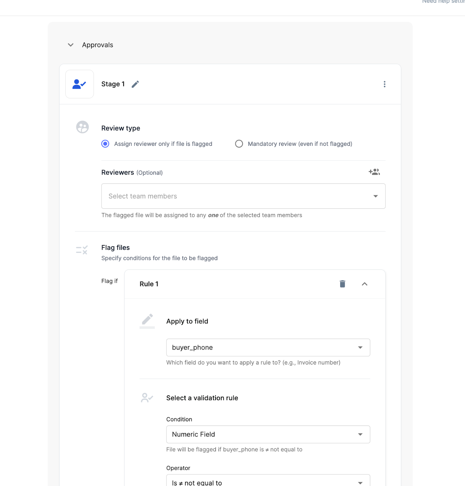 Approval workflow setup on Nanonets