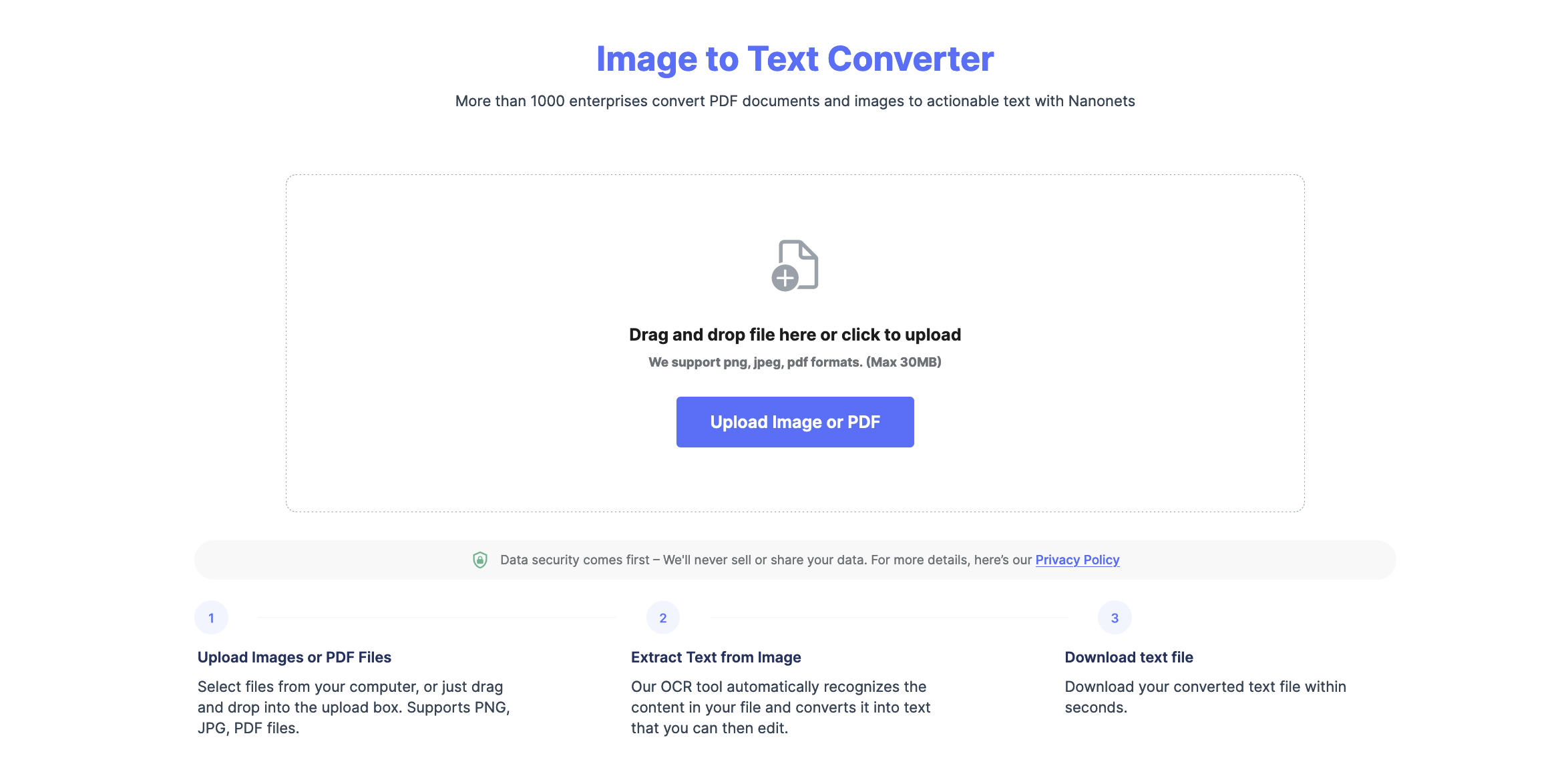 Nanonets image to text converter