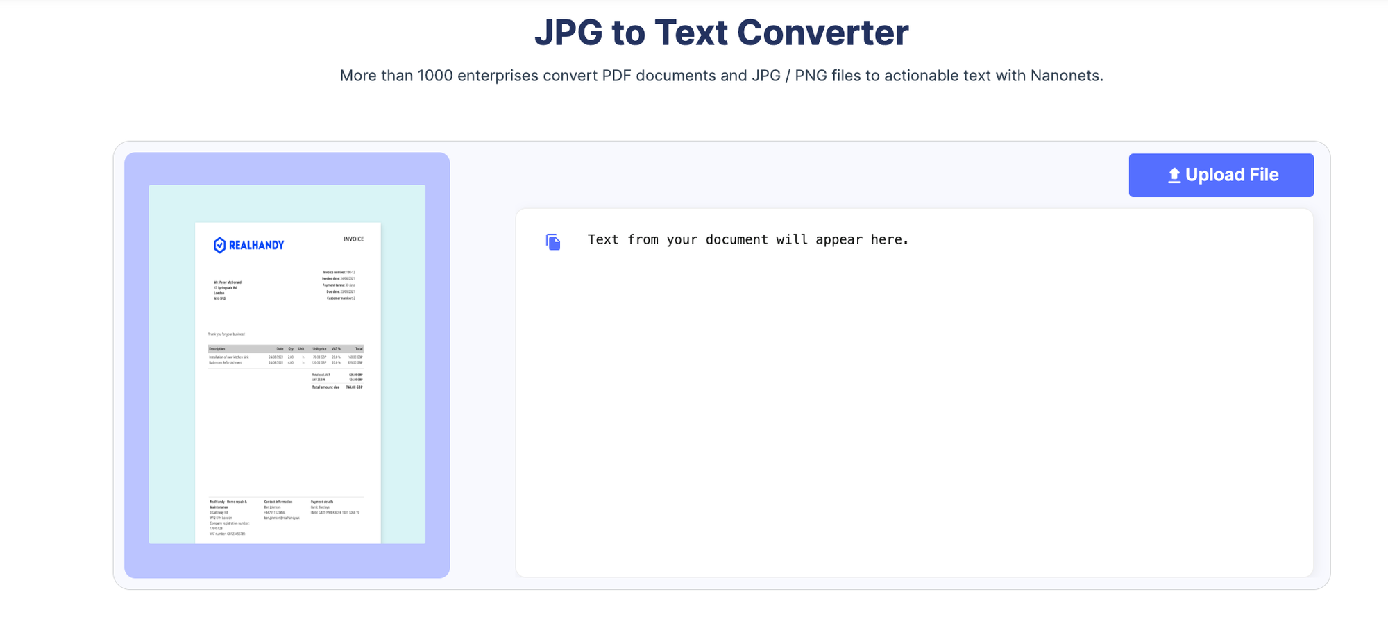 Nanonets Image to Text Converter